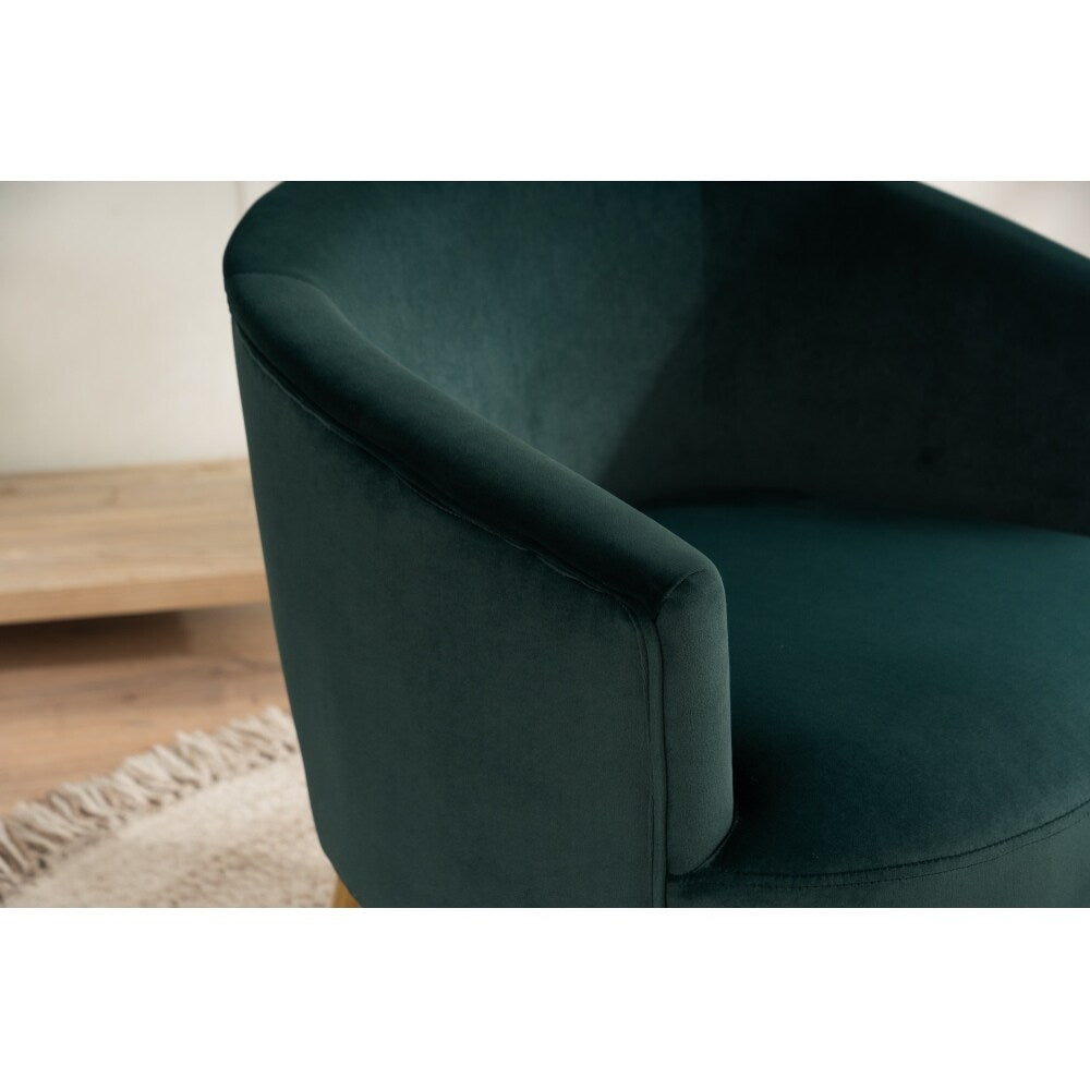 Velvet Armchair Accent Tub Barrel Chair Armchair with Gold Metal Legs