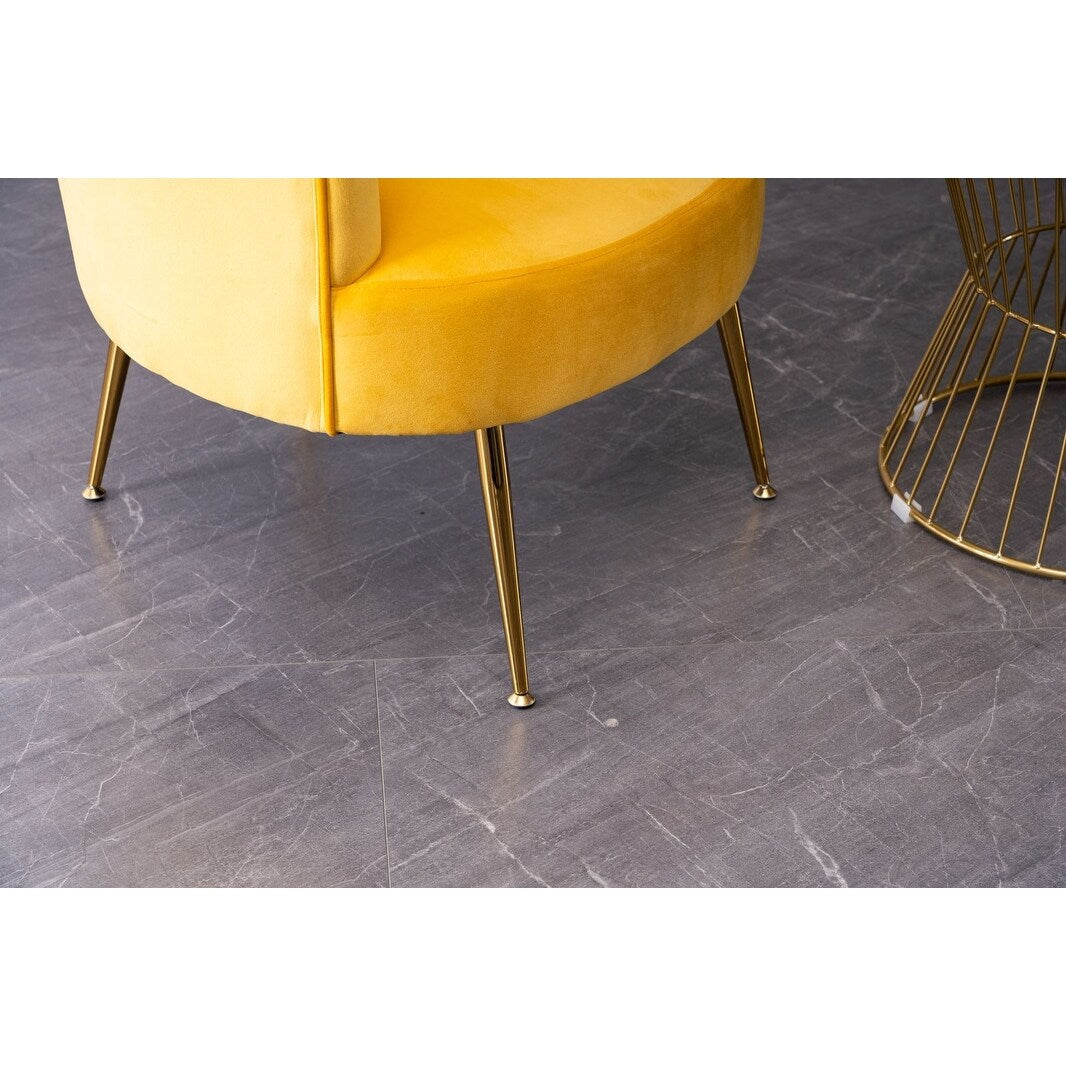 Velvet Armchair Accent Tub Barrel Chair Armchair with Gold Metal Legs