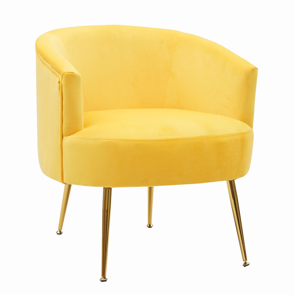 Velvet Armchair Accent Tub Barrel Chair Armchair with Gold Metal Legs