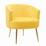 Velvet Armchair Accent Tub Barrel Chair Armchair with Gold Metal Legs