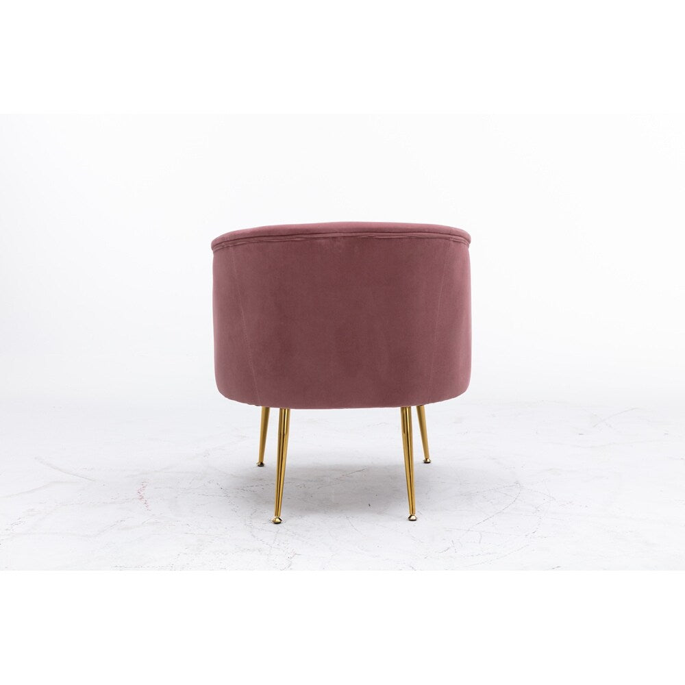Velvet Armchair Accent Tub Barrel Chair Armchair with Gold Metal Legs
