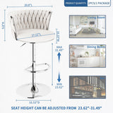Velvet Bar Stool Set of 2, Counter Height Bar Height Adjustable Counter Height Kitchen Bar Chair Cushion Island Chair