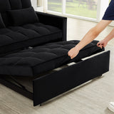 Velvet Convertible Loveseat Sleeper Sofa Couch,2 Seater Sofa With Pull-Out Bed with 2 Lumbar Pillows For Small Living Room