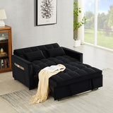 Velvet Convertible Loveseat Sleeper Sofa Couch,2 Seater Sofa With Pull-Out Bed with 2 Lumbar Pillows For Small Living Room