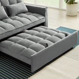 Velvet Convertible Loveseat Sleeper Sofa Couch,2 Seater Sofa With Pull-Out Bed with 2 Lumbar Pillows For Small Living Room