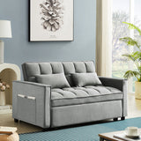 Velvet Convertible Loveseat Sleeper Sofa Couch,2 Seater Sofa With Pull-Out Bed with 2 Lumbar Pillows For Small Living Room