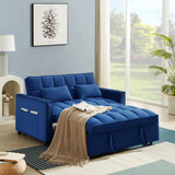 Velvet Convertible Loveseat Sleeper Sofa Couch,2 Seater Sofa With Pull-Out Bed with 2 Lumbar Pillows For Small Living Room