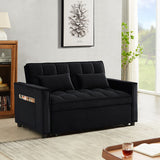Velvet Convertible Loveseat Sleeper Sofa Couch,2 Seater Sofa With Pull-Out Bed with 2 Lumbar Pillows For Small Living Room