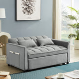 Velvet Convertible Loveseat Sleeper Sofa Couch,2 Seater Sofa With Pull-Out Bed with 2 Lumbar Pillows For Small Living Room