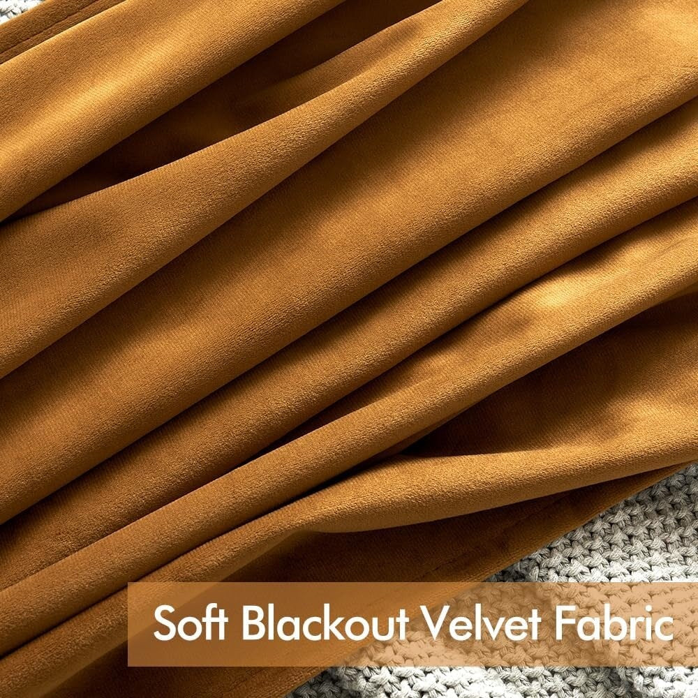 Velvet Curtains 63" Long,Light Blocking Thermal Insulating Soundproof Set of 2