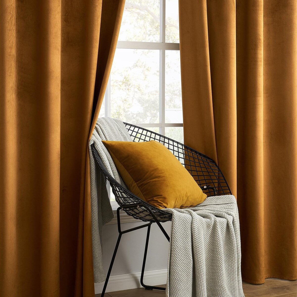 Velvet Curtains 63" Long,Light Blocking Thermal Insulating Soundproof Set of 2