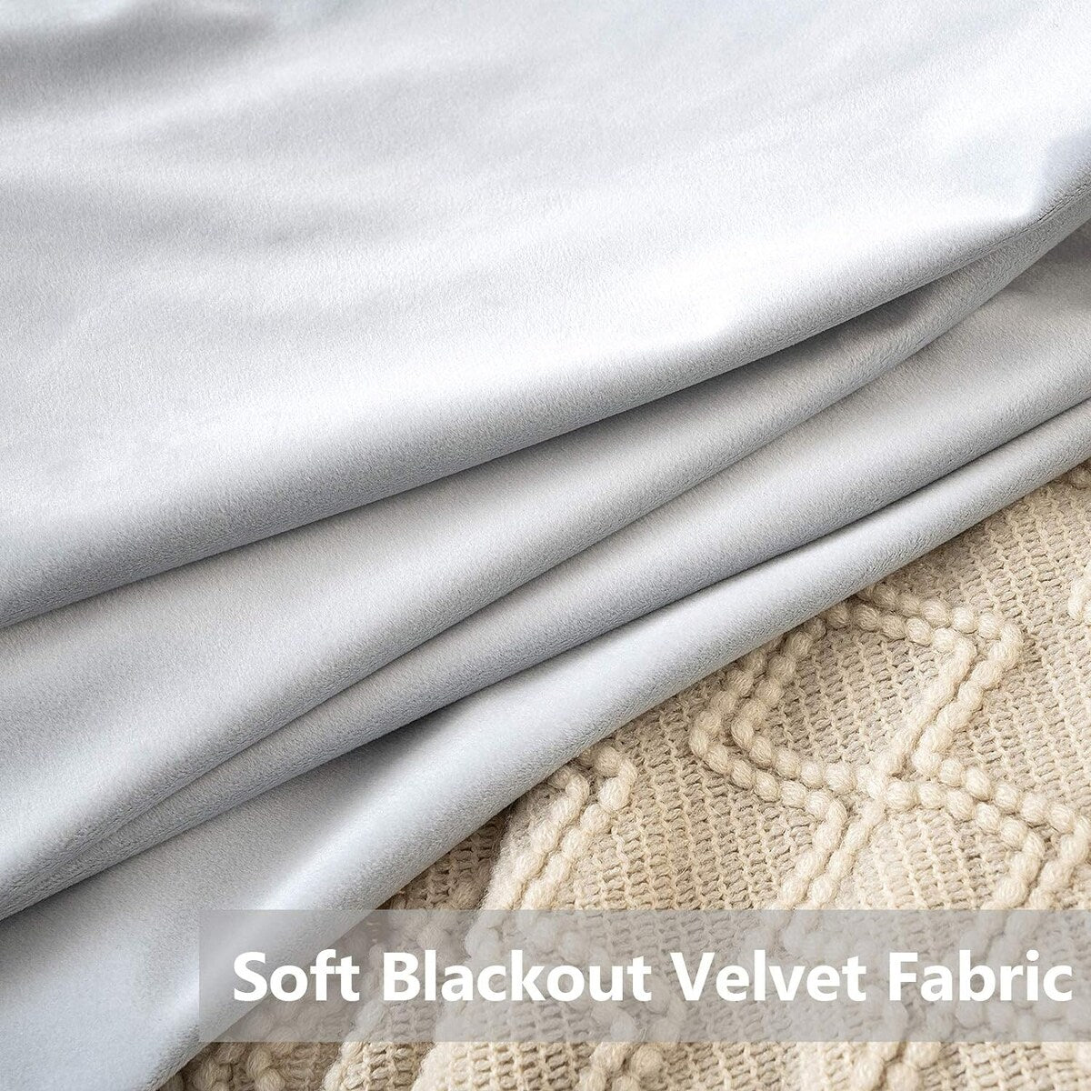 Velvet Curtains 63" Long,Light Blocking Thermal Insulating Soundproof Set of 2