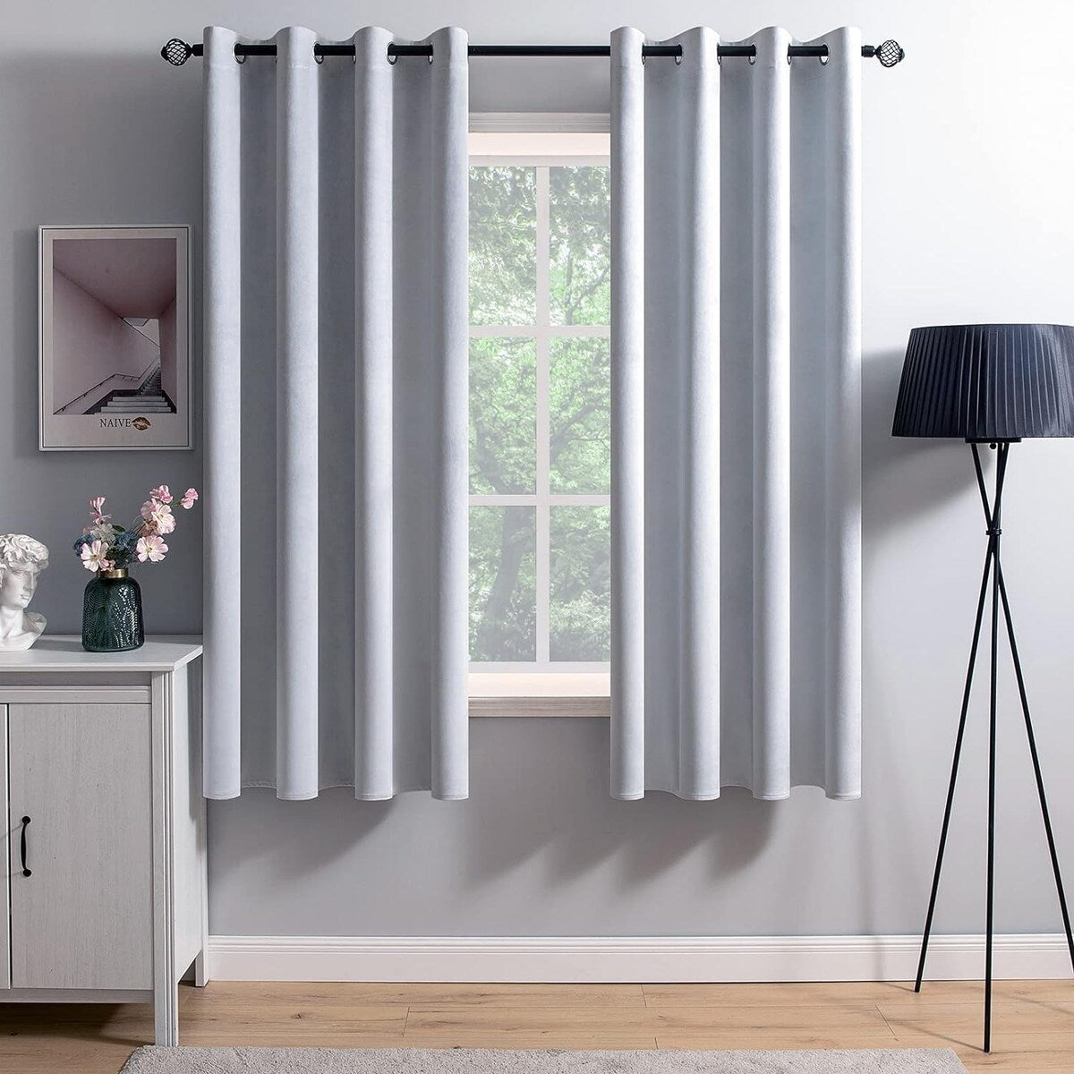 Velvet Curtains 63" Long,Light Blocking Thermal Insulating Soundproof Set of 2