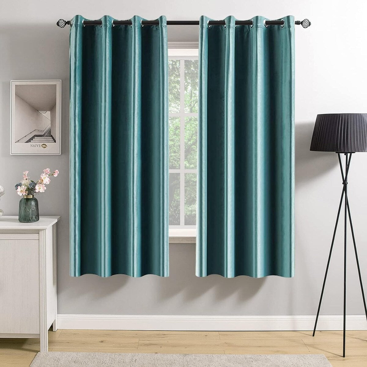 Velvet Curtains 63" Long,Light Blocking Thermal Insulating Soundproof Set of 2