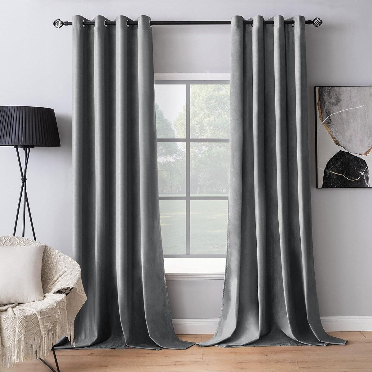 Velvet Curtains 63" Long,Light Blocking Thermal Insulating Soundproof Set of 2