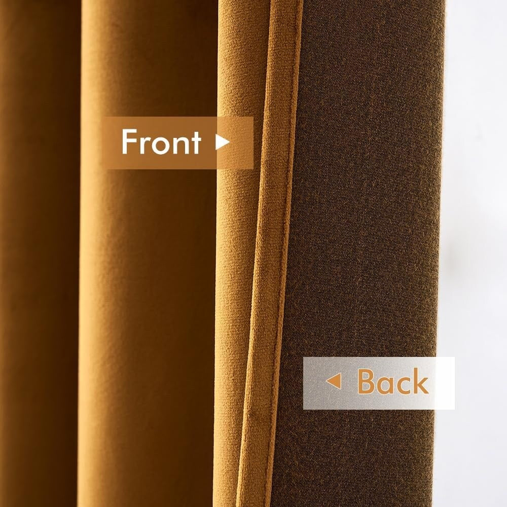 Velvet Curtains 63" Long,Light Blocking Thermal Insulating Soundproof Set of 2