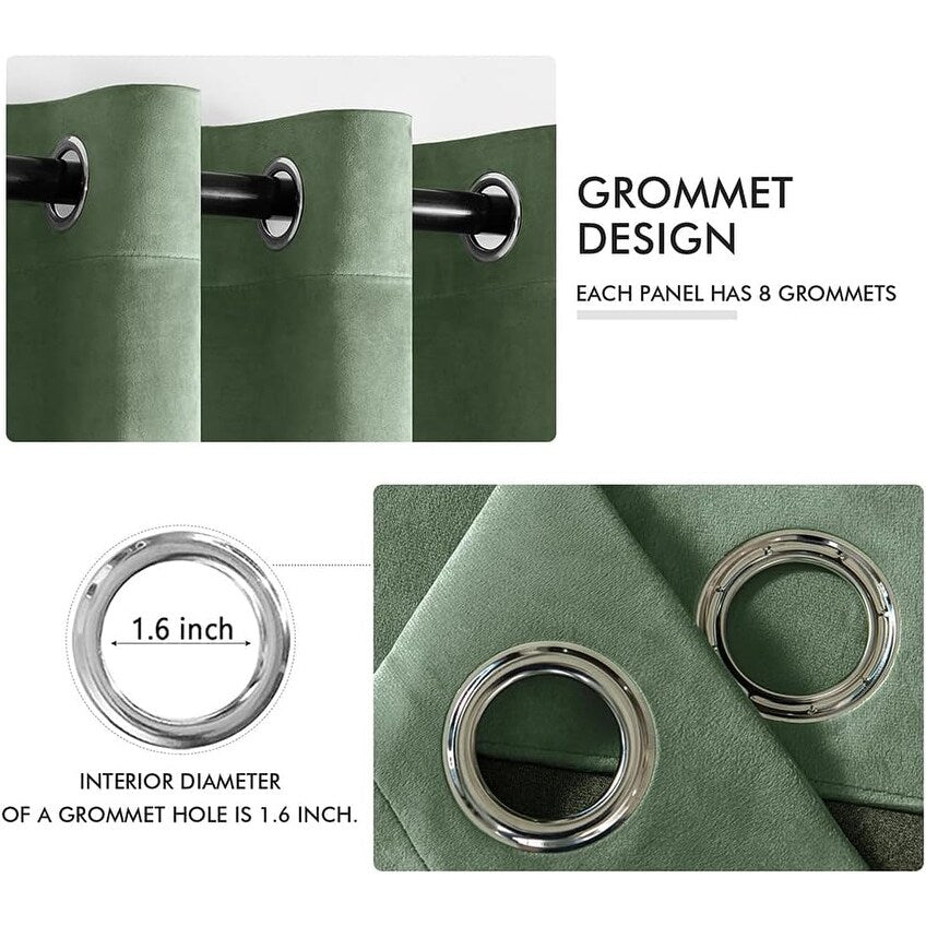 Velvet Curtains 63" Long,Light Blocking Thermal Insulating Soundproof Set of 2