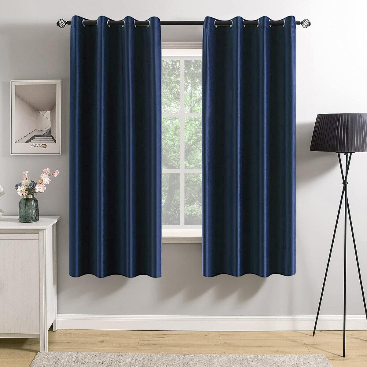 Velvet Curtains 63" Long,Light Blocking Thermal Insulating Soundproof Set of 2