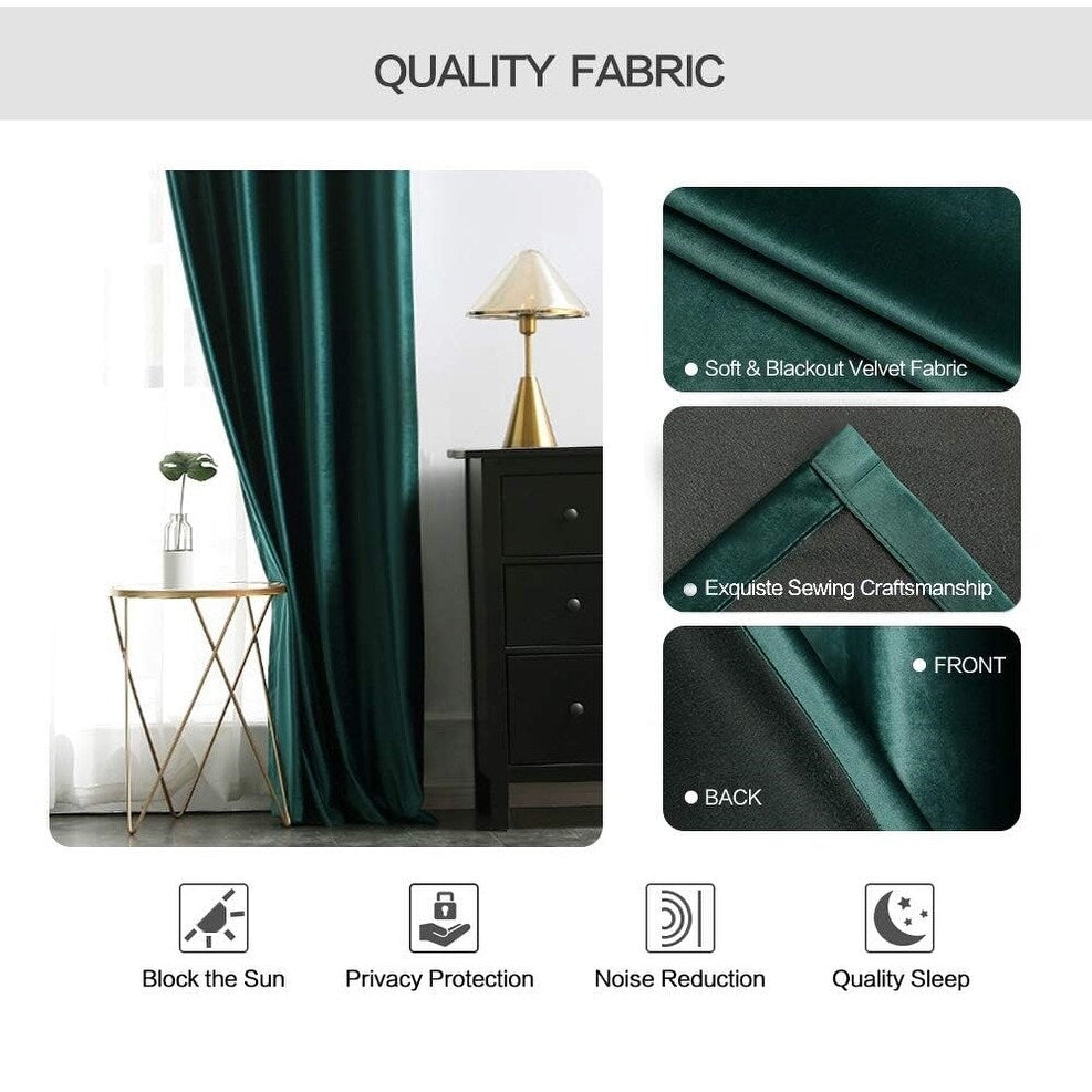 Velvet Curtains 63" Long,Light Blocking Thermal Insulating Soundproof Set of 2
