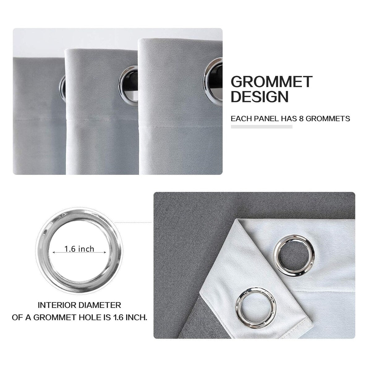 Velvet Curtains 63" Long,Light Blocking Thermal Insulating Soundproof Set of 2