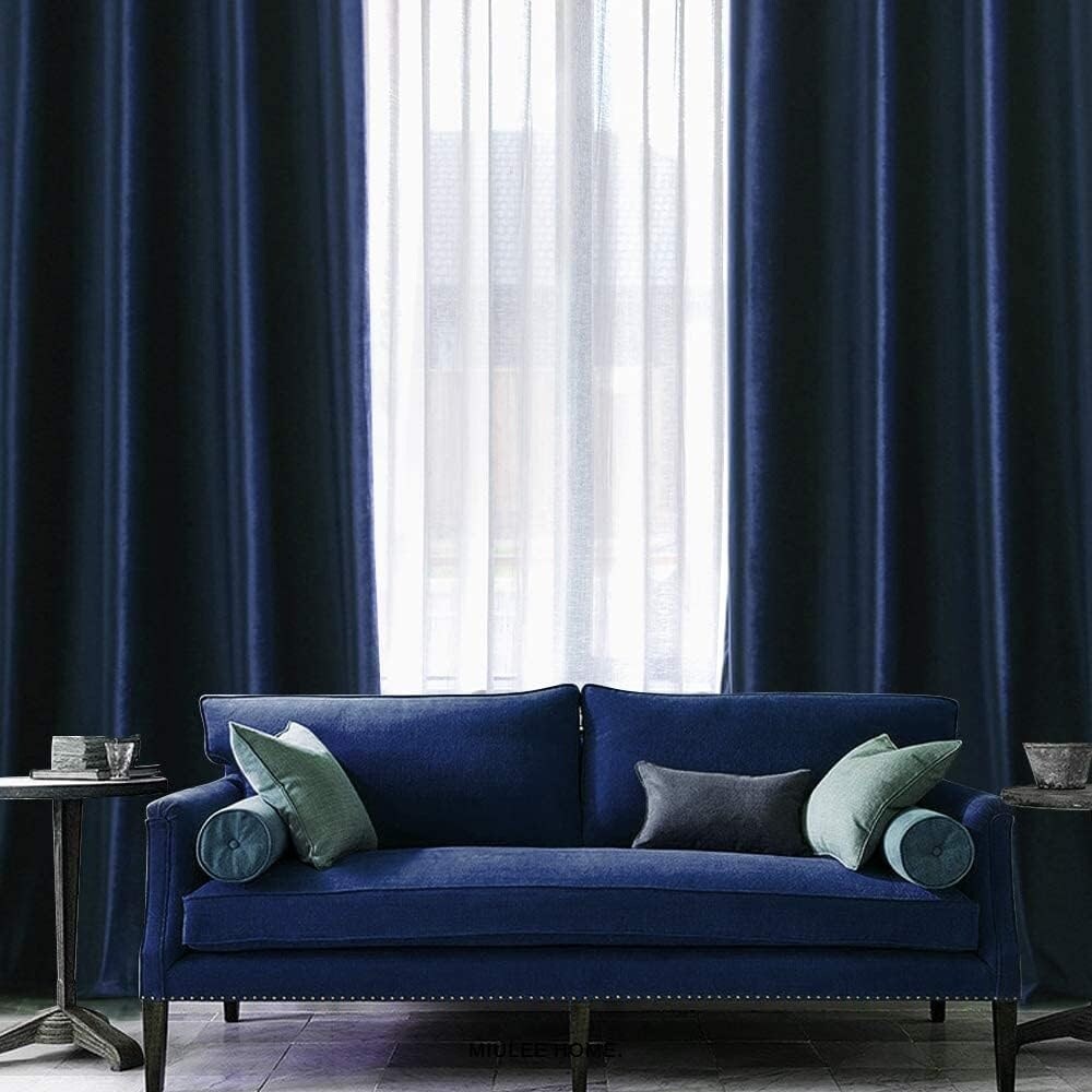 Velvet Curtains 63" Long,Light Blocking Thermal Insulating Soundproof Set of 2