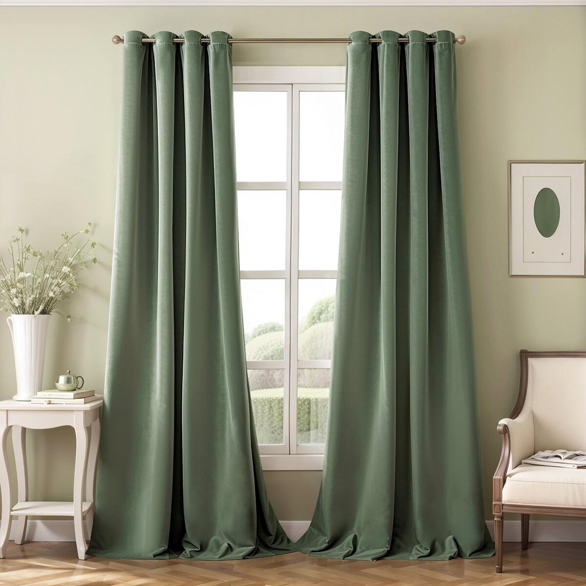 Velvet Curtains 63" Long,Light Blocking Thermal Insulating Soundproof Set of 2