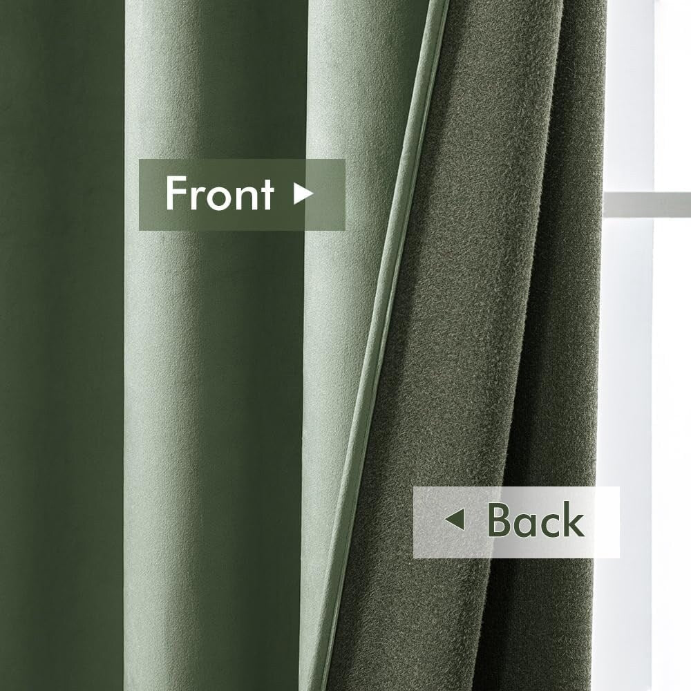 Velvet Curtains 63" Long,Light Blocking Thermal Insulating Soundproof Set of 2