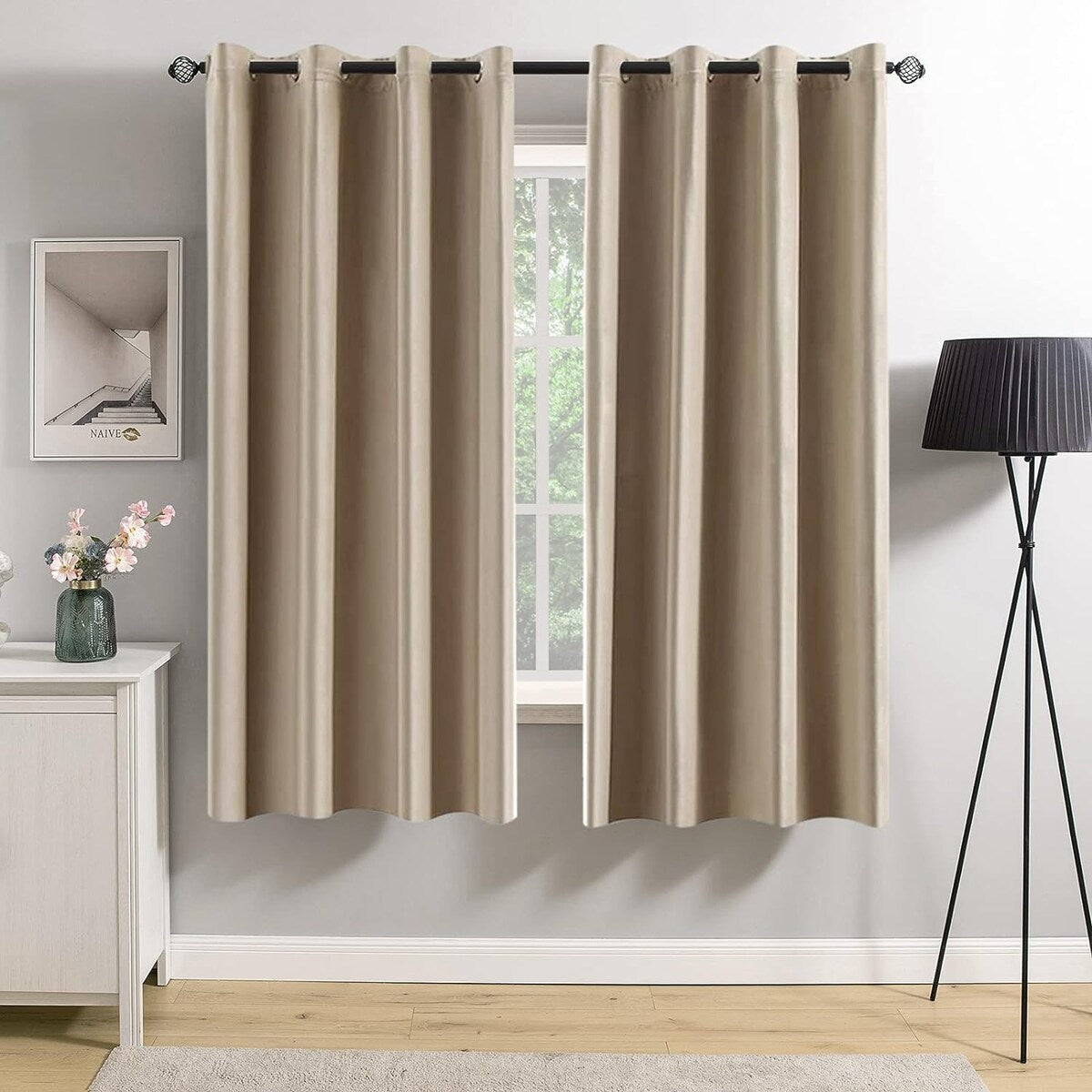 Velvet Curtains 63" Long,Light Blocking Thermal Insulating Soundproof Set of 2