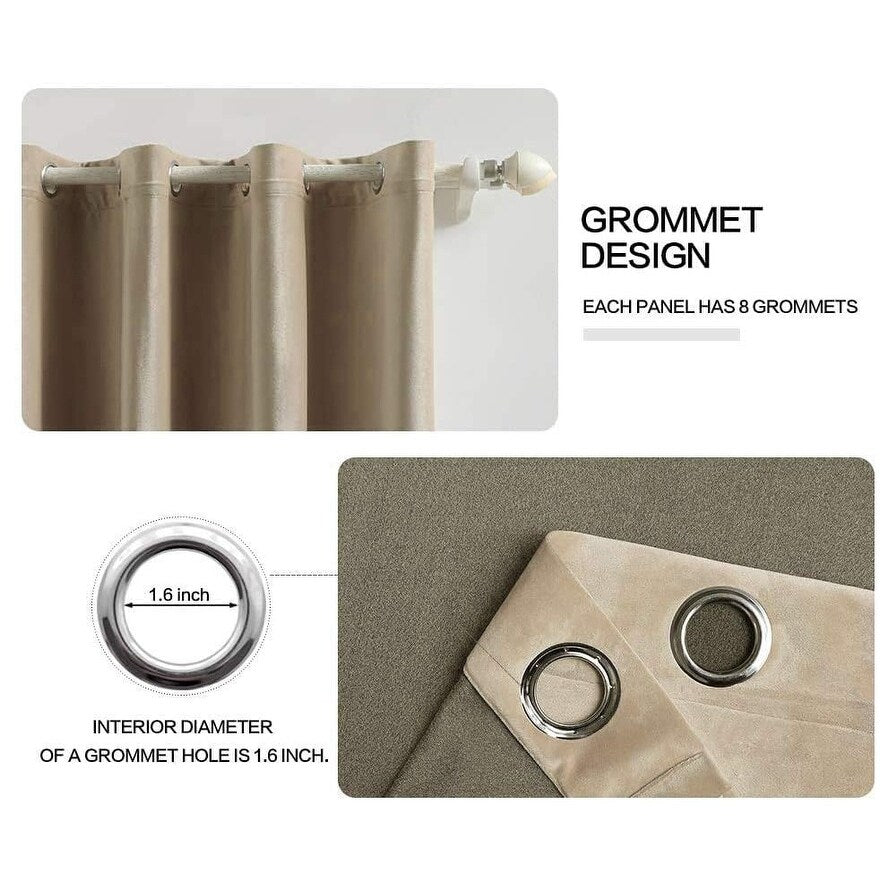 Velvet Curtains 63" Long,Light Blocking Thermal Insulating Soundproof Set of 2