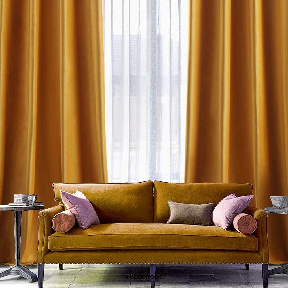 Velvet Curtains 63" Long,Light Blocking Thermal Insulating Soundproof Set of 2