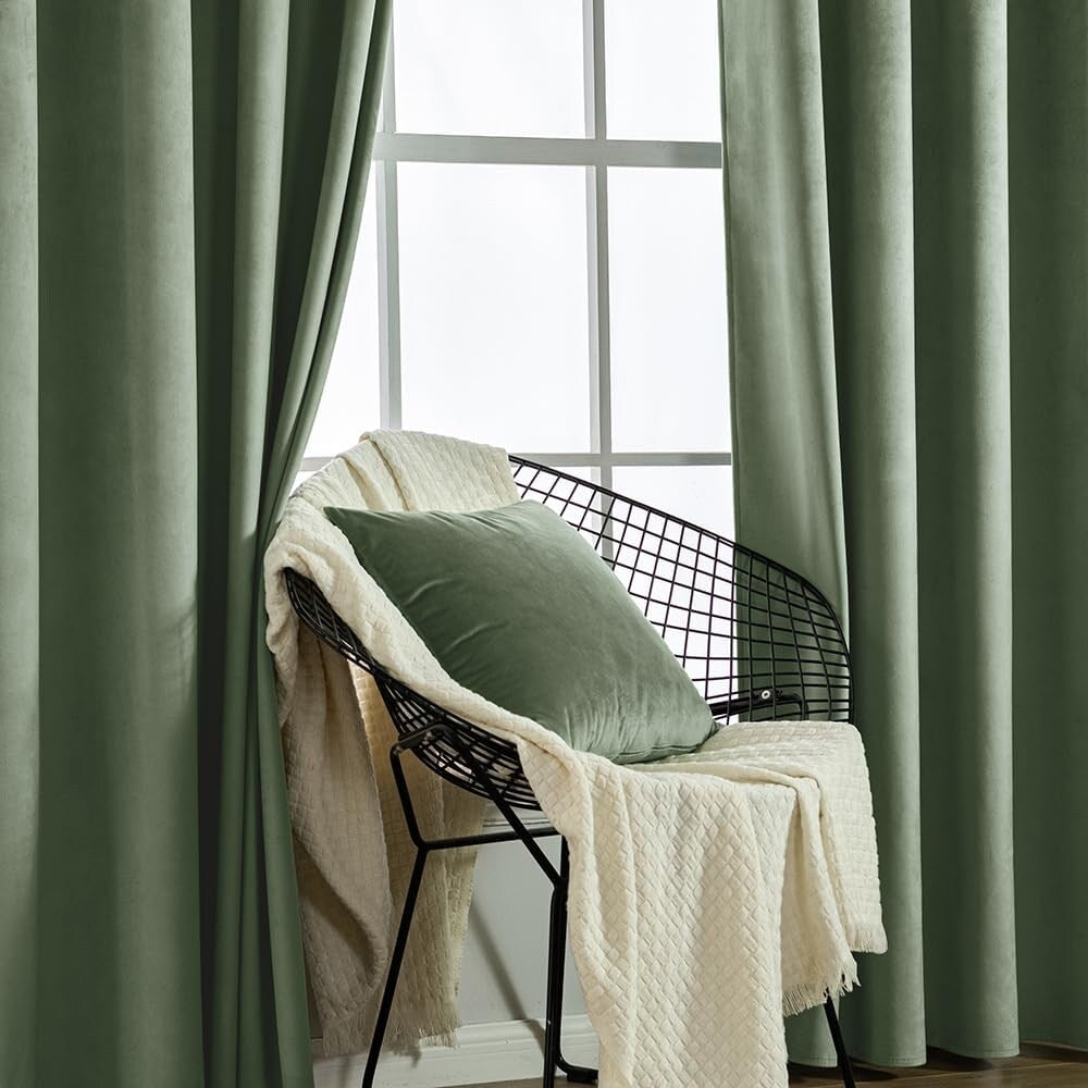 Velvet Curtains 63" Long,Light Blocking Thermal Insulating Soundproof Set of 2