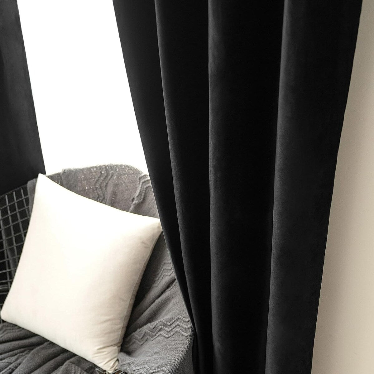 Velvet Curtains 63" Long,Light Blocking Thermal Insulating Soundproof Set of 2