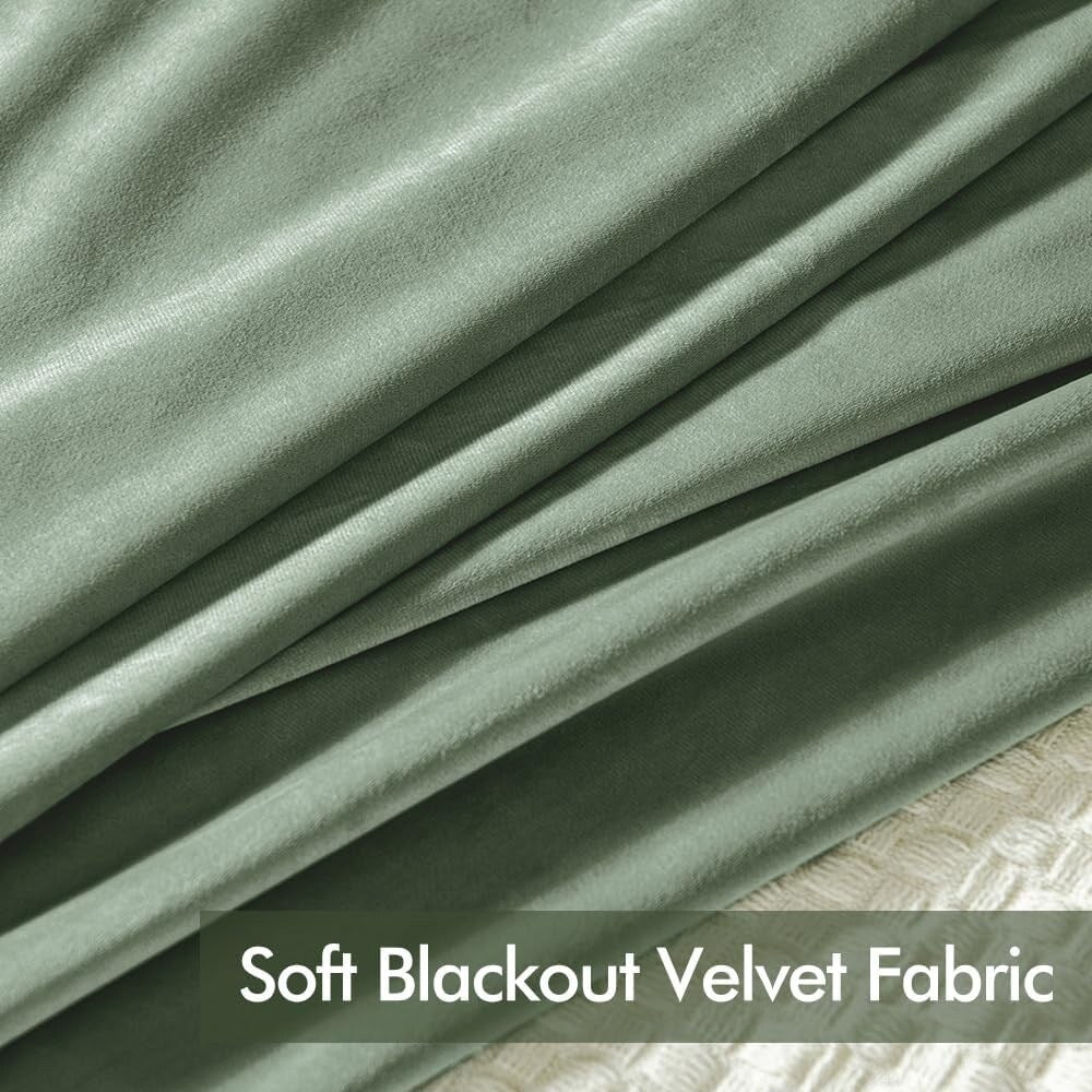 Velvet Curtains 63" Long,Light Blocking Thermal Insulating Soundproof Set of 2