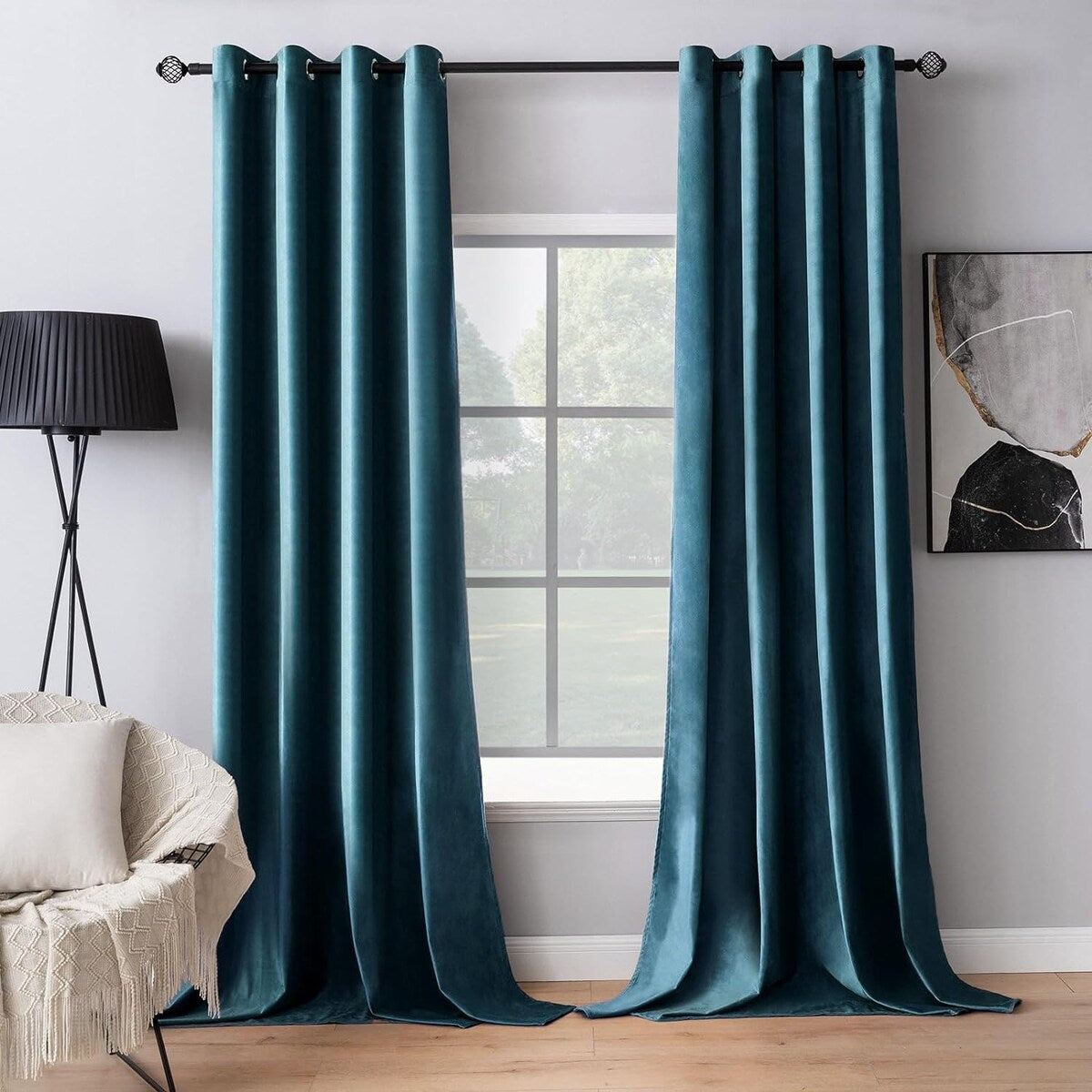 Velvet Curtains 63" Long,Light Blocking Thermal Insulating Soundproof Set of 2