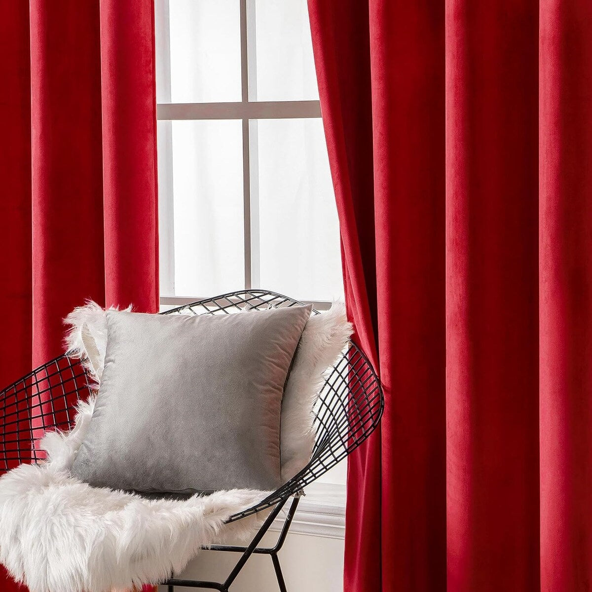 Velvet Curtains 63" Long,Light Blocking Thermal Insulating Soundproof Set of 2