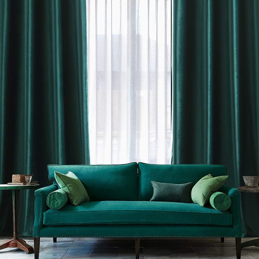 Velvet Curtains 63" Long,Light Blocking Thermal Insulating Soundproof Set of 2