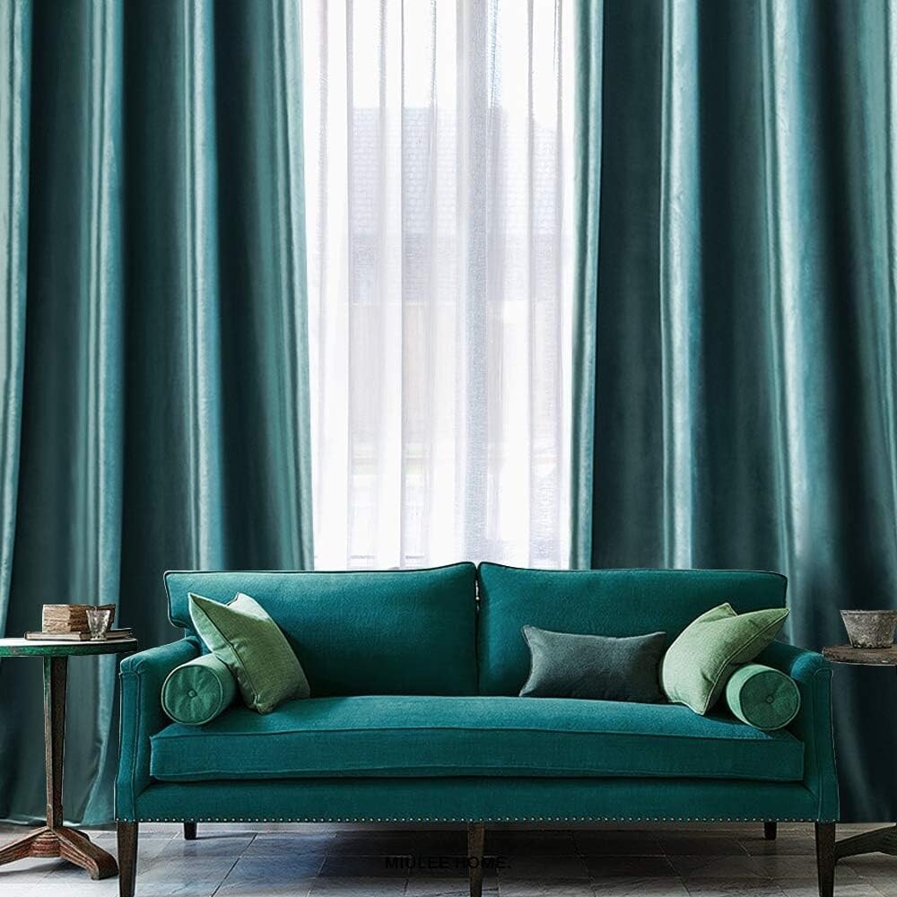 Velvet Curtains 63" Long,Light Blocking Thermal Insulating Soundproof Set of 2