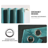 Velvet Curtains 63" Long,Light Blocking Thermal Insulating Soundproof Set of 2