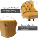 Velvet Dining Chairs Set of 2, Upholstered High-end Tufted Dining Room Chair with Nailhead Back Ring Pull Trim Solid Wood Legs