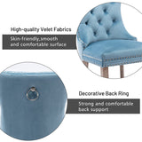 Velvet Dining Chairs Set of 2, Upholstered High-end Tufted Dining Room Chair with Nailhead Back Ring Pull Trim Solid Wood Legs