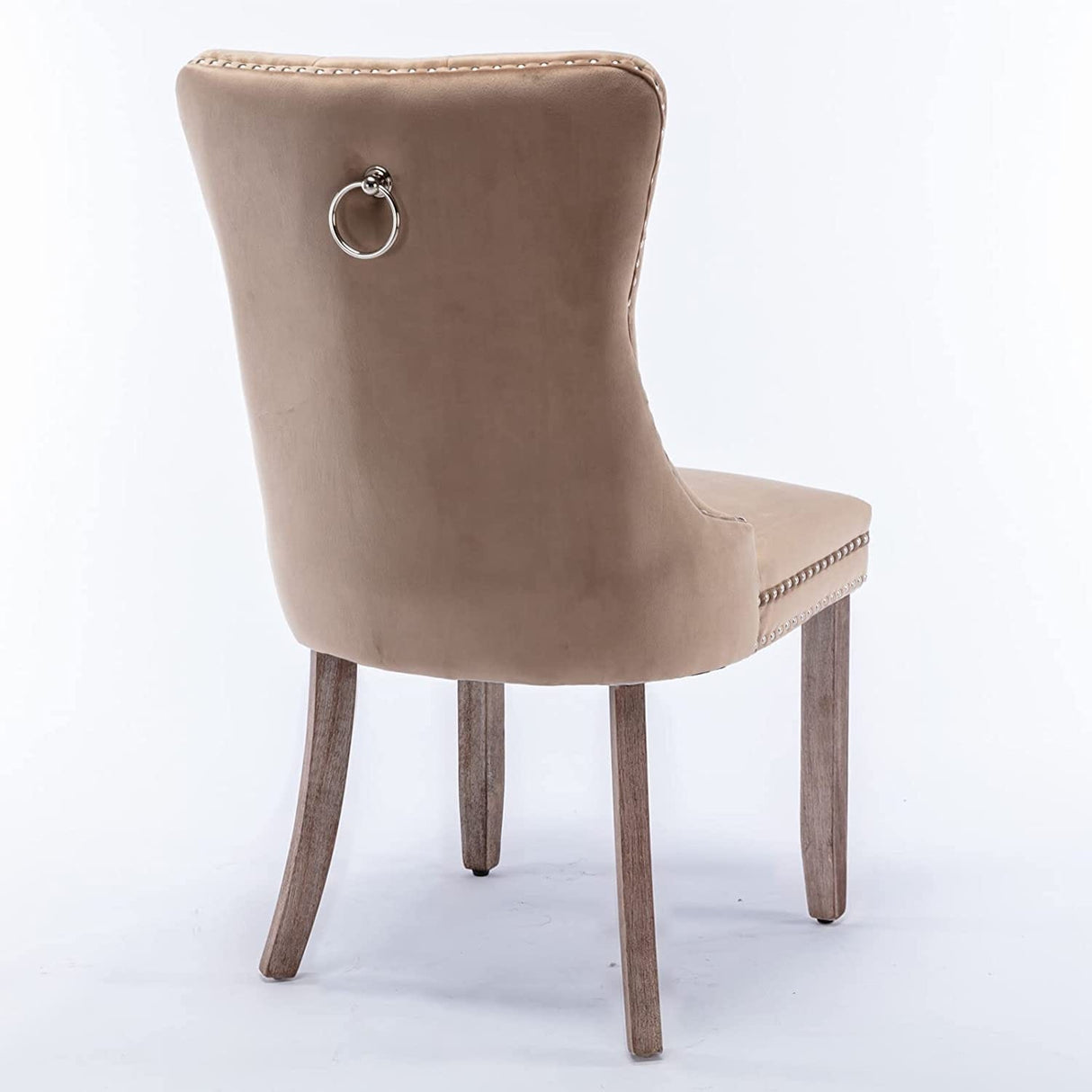Velvet Dining Chairs Set of 2, Upholstered High-end Tufted Dining Room Chair with Nailhead Back Ring Pull Trim Solid Wood Legs