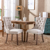 Velvet Dining Chairs Set of 2, Upholstered High-end Tufted Dining Room Chair with Nailhead Back Ring Pull Trim Solid Wood Legs