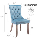 Velvet Dining Chairs Set of 2, Upholstered High-end Tufted Dining Room Chair with Nailhead Back Ring Pull Trim Solid Wood Legs