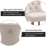 Velvet Dining Chairs Set of 2, Upholstered High-end Tufted Dining Room Chair with Nailhead Back Ring Pull Trim Solid Wood Legs
