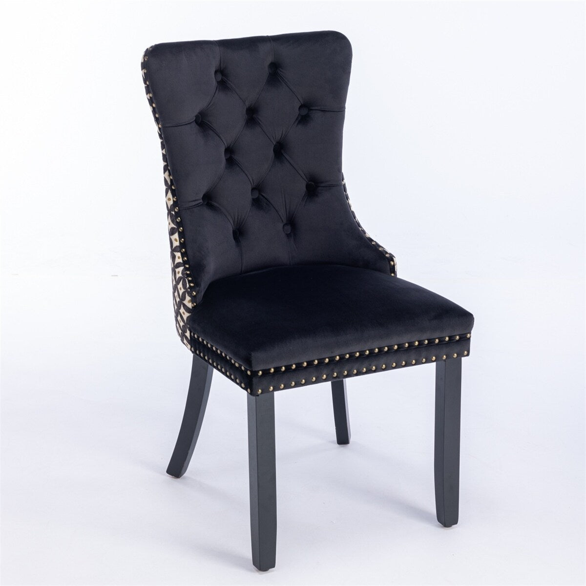 Velvet Dining Chairs,Tufted Solid Wood Upholstered Dining Chair,2PCS