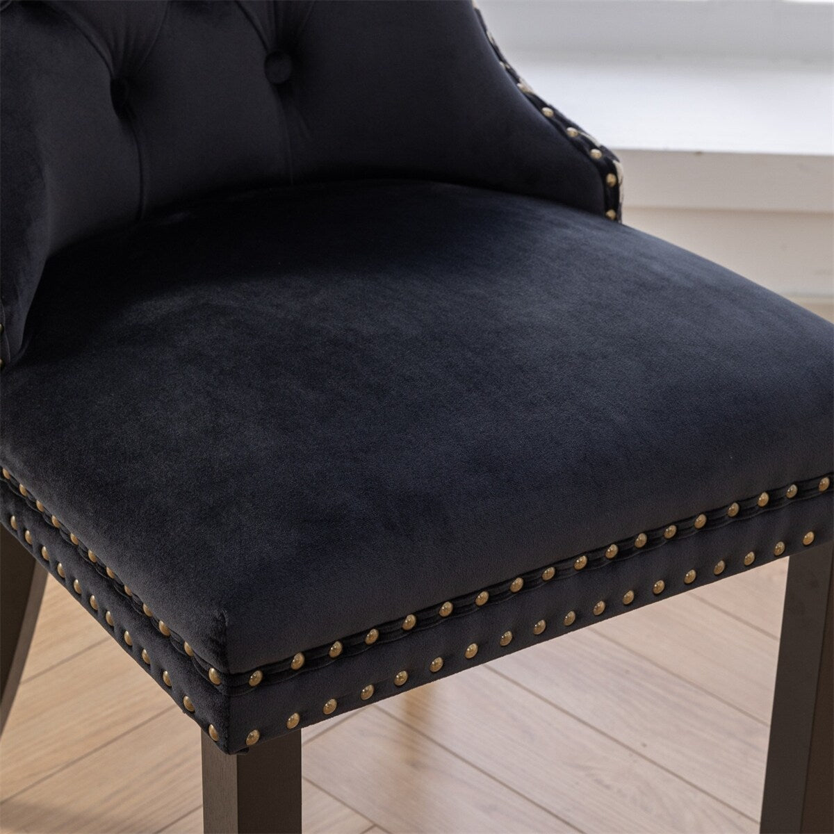 Velvet Dining Chairs,Tufted Solid Wood Upholstered Dining Chair,2PCS