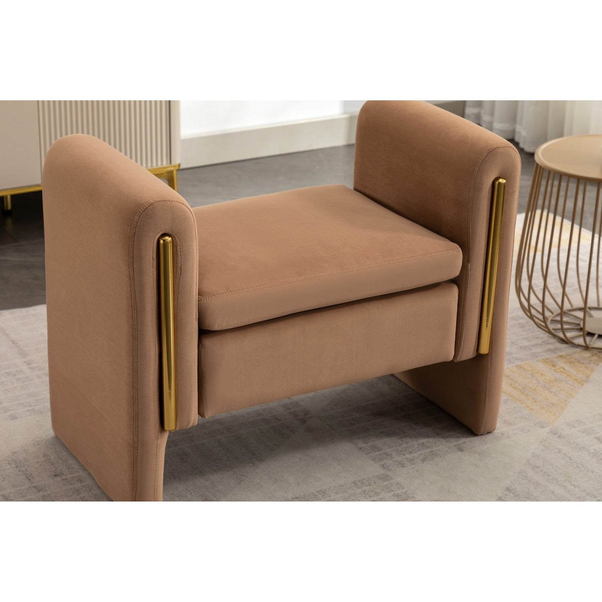 Velvet Fabric Single Bench Shoe Bench Makeup Bench For Bedroom Indoor