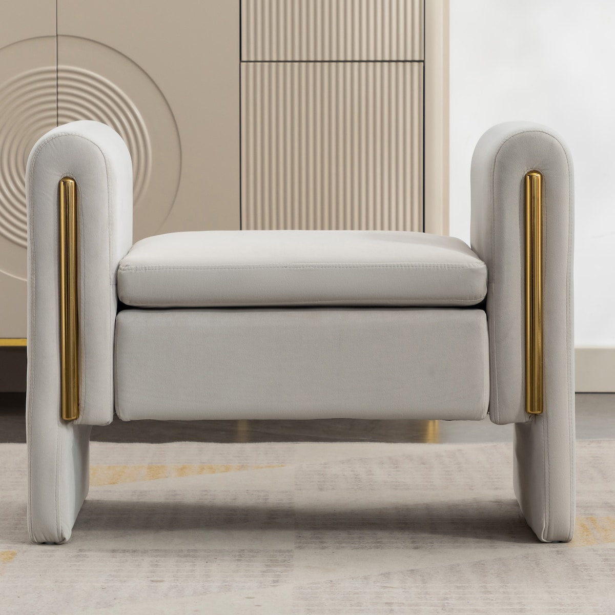 Velvet Fabric Single Bench Shoe Bench Makeup Bench For Bedroom Indoor