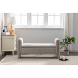 Velvet Fabric Storage Bench Bedroom Bench With Gold Metal Trim Strip For Living Room Bedroom Indoor
