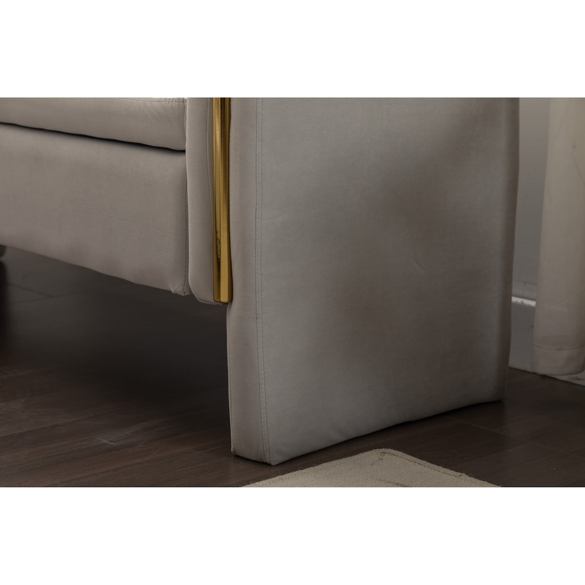 Velvet Fabric Storage Bench Bedroom Bench With Gold Metal Trim Strip For Living Room Bedroom Indoor